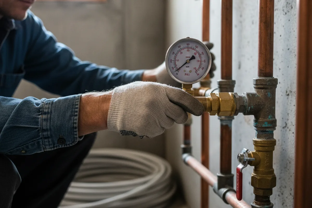 Pressure testing a repaired line during Water Line Repair in La Follette